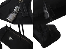 画像をギャラリービューアに読み込む, PRADA プラダ トートバッグ ハンドバッグ トライアングルロゴ イタリア製 ナイロン ブラック シルバー金具 美品 中古 4b001325