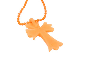 極美品 CHROME HEARTS クロムハーツ ラバースモール CHクロス シリコン ネックレス ラバー オレンジ ボールチェーン 2019 中古 4b013250