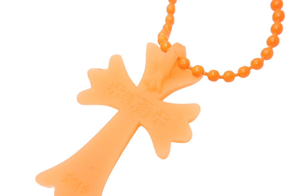 極美品 CHROME HEARTS クロムハーツ ラバースモール CHクロス シリコン ネックレス ラバー オレンジ ボールチェーン 2019 中古 4b013250