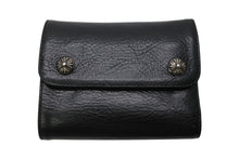 Load image into Gallery viewer, 極美品 CHROME HEARTS クロムハーツ WAVE MINI ウェーブミニウォレット ダガージップ クロスボールボタン ブラック シルバー925 中古 4b013252