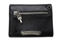 Load image into Gallery viewer, 極美品 CHROME HEARTS クロムハーツ WAVE MINI ウェーブミニウォレット ダガージップ クロスボールボタン ブラック シルバー925 中古 4b013252