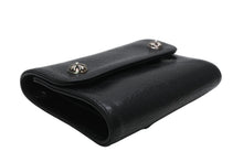 Load image into Gallery viewer, 極美品 CHROME HEARTS クロムハーツ WAVE MINI ウェーブミニウォレット ダガージップ クロスボールボタン ブラック シルバー925 中古 4b013252