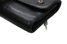 Load image into Gallery viewer, 極美品 CHROME HEARTS クロムハーツ WAVE MINI ウェーブミニウォレット ダガージップ クロスボールボタン ブラック シルバー925 中古 4b013252