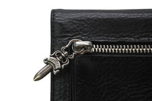 Load image into Gallery viewer, 極美品 CHROME HEARTS クロムハーツ WAVE MINI ウェーブミニウォレット ダガージップ クロスボールボタン ブラック シルバー925 中古 4b013252
