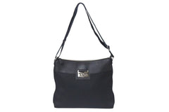 Very Good Condition Christian Dior Street Chic Oblique Shoulder Bag Black Navy Silver Hardware Logo Good Condition Used 4b001326