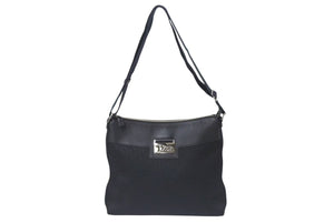 Very Good Condition Christian Dior Street Chic Oblique Shoulder Bag Black Navy Silver Hardware Logo Good Condition Used 4b001326