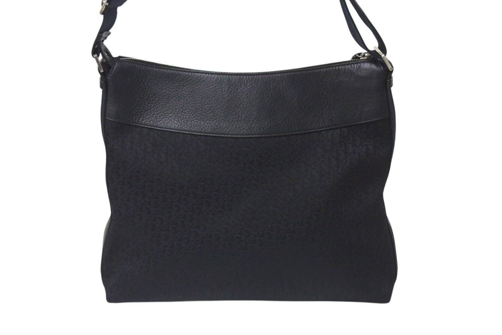 極美品 Christian Dior クリスチャンディオール ストリートシック オブリーク ショルダーバッグ ブラック ネイビー シルバー金具 ロゴ 美品 中古 4b001326