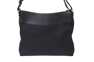 Very Good Condition Christian Dior Street Chic Oblique Shoulder Bag Black Navy Silver Hardware Logo Good Condition Used 4b001326