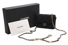 Load image into Gallery viewer, 新品未使用 CHANEL シャネル ミニミニマトラッセ チェーンベルトバッグ 30番台 ココマーク コットン レザー ブラック ゴールド金具 中古 4b013196