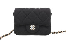Load image into Gallery viewer, 新品未使用 CHANEL シャネル ミニミニマトラッセ チェーンベルトバッグ 30番台 ココマーク コットン レザー ブラック ゴールド金具 中古 4b013196