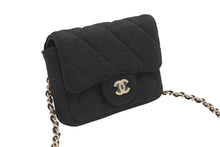 Load image into Gallery viewer, 新品未使用 CHANEL シャネル ミニミニマトラッセ チェーンベルトバッグ 30番台 ココマーク コットン レザー ブラック ゴールド金具 中古 4b013196