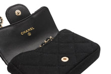 Load image into Gallery viewer, 新品未使用 CHANEL シャネル ミニミニマトラッセ チェーンベルトバッグ 30番台 ココマーク コットン レザー ブラック ゴールド金具 中古 4b013196