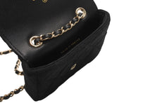 Load image into Gallery viewer, 新品未使用 CHANEL シャネル ミニミニマトラッセ チェーンベルトバッグ 30番台 ココマーク コットン レザー ブラック ゴールド金具 中古 4b013196