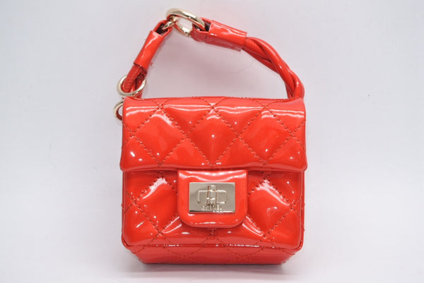 極美品 CHANEL シャネル 2.55 バッグチャーム キーチャーム ポーチ 12番台 ココマーク パテントレザー レッド ゴールド金具 中古 4b013081