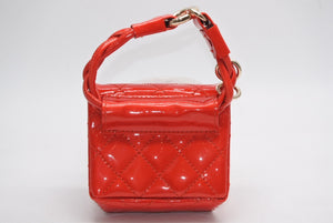 極美品 CHANEL シャネル 2.55 バッグチャーム キーチャーム ポーチ 12番台 ココマーク パテントレザー レッド ゴールド金具 中古 4b013081