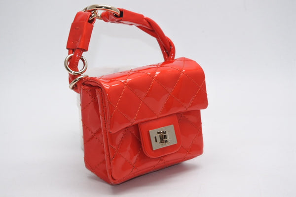 極美品 CHANEL シャネル 2.55 バッグチャーム キーチャーム ポーチ 12番台 ココマーク パテントレザー レッド ゴールド金具 中古 4b013081