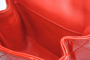 極美品 CHANEL シャネル 2.55 バッグチャーム キーチャーム ポーチ 12番台 ココマーク パテントレザー レッド ゴールド金具 中古 4b013081