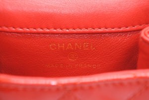 極美品 CHANEL シャネル 2.55 バッグチャーム キーチャーム ポーチ 12番台 ココマーク パテントレザー レッド ゴールド金具 中古 4b013081