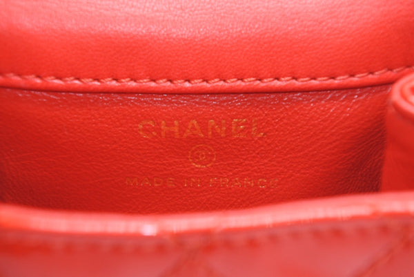 極美品 CHANEL シャネル 2.55 バッグチャーム キーチャーム ポーチ 12番台 ココマーク パテントレザー レッド ゴールド金具 中古 4b013081