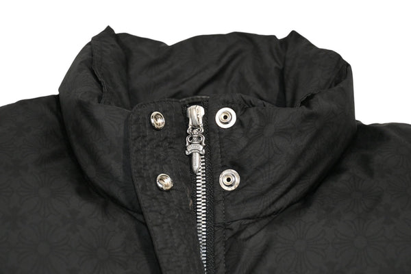 新品同様 CHROME HEARTS クロムハーツ STIFF V2 ダウンジャケット ダガージップ クロスボールボタン ブラック シルバー金具 サイズS 中古 4b013377