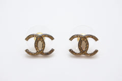 極美品 CHANEL シャネル ココマーク ゴールドグリッターラメ ピアス 重量約3.1g 10CSV刻印 メタル GP ゴールドラメ 両耳用 中古 4b002824