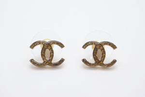 極美品 CHANEL シャネル ココマーク ゴールドグリッターラメ ピアス 重量約3.1g 10CSV刻印 メタル GP ゴールドラメ 両耳用 中古 4b002824