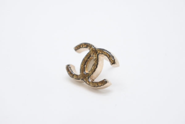 極美品 CHANEL シャネル ココマーク ゴールドグリッターラメ ピアス 重量約3.1g 10CSV刻印 メタル GP ゴールドラメ 両耳用 中古 4b002824