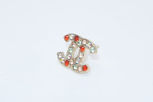 極美品 CHANEL シャネル ココマーク ピアス 重量約2.0g 04A刻印 カラーストーン メタル GP ゴールド マルチカラー 両耳用 中古 4b012966