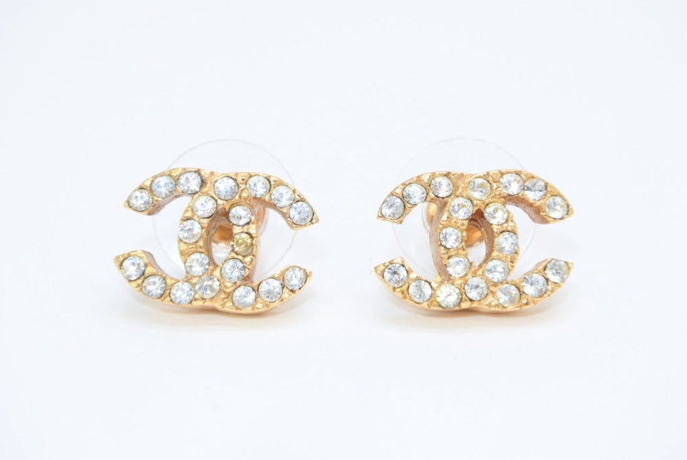 CHANEL シャネル ココマーク ピアス 重量約3.6g 01P刻印 ラインストーン メタル ゴールド クリア 両耳用 美品 中古 4b12965