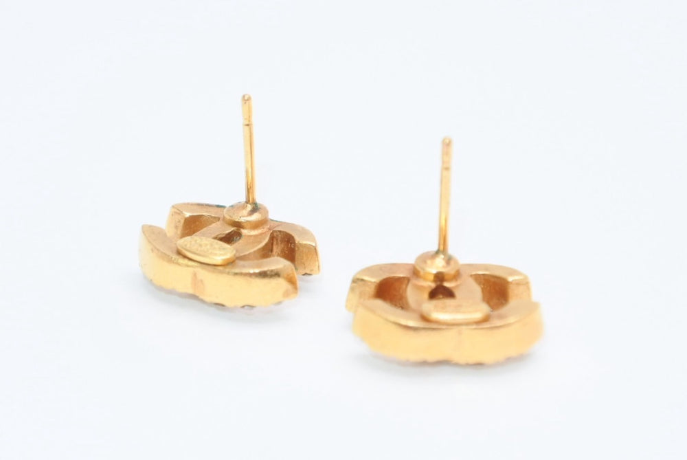 CHANEL シャネル ココマーク ピアス 重量約3.6g 01P刻印 ラインストーン メタル ゴールド クリア 両耳用 美品 中古 4b12965