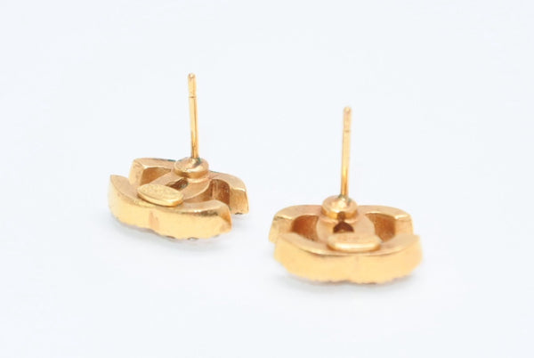 CHANEL シャネル ココマーク ピアス 重量約3.6g 01P刻印 ラインストーン メタル ゴールド クリア 両耳用 美品 中古 4b12965