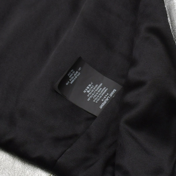 SAINT LAURENT PARIS サンローランパリ ライダースジャケット 羊革 シルバー サイズF36 美品 中古 4b013327