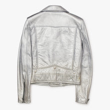 Load image into Gallery viewer, SAINT LAURENT PARIS サンローランパリ ライダースジャケット 羊革 シルバー サイズF36 美品 中古 4b013327