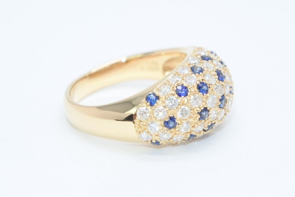 New and unused K18 ring Weight approx. 9.83g Size 14.5 K18/1.40/0.66 engraved Diamond 1.40ct Sapphire 0.66ct Gold Used 4b013446