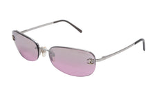 Load image into Gallery viewer, 極美品 CHANEL シャネル ハーフリム サングラス アイウェア 4099 c.124/7A サイズ55□16 130 ココマーク パープル 中古 4b013199