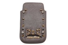 Load image into Gallery viewer, MIU MIU ミュウミュウ カードケース ボウディテール ゴールド シルバー グレイッシュ ベージュ レザー アクセサリー小物 美品 中古 4b011688