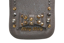 Load image into Gallery viewer, MIU MIU ミュウミュウ カードケース ボウディテール ゴールド シルバー グレイッシュ ベージュ レザー アクセサリー小物 美品 中古 4b011688