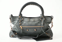 画像をギャラリービューアに読み込む, BALENCIAGA バレンシアガ ザ ファースト ハンドバッグ ショルダーバッグ グリーン ネイビー レザー 240577 美品 中古 4b013188