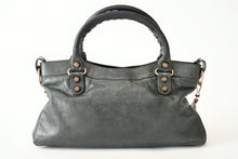 画像をギャラリービューアに読み込む, BALENCIAGA バレンシアガ ザ ファースト ハンドバッグ ショルダーバッグ グリーン ネイビー レザー 240577 美品 中古 4b013188