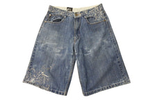 Load image into Gallery viewer, DELF デルフ Y2K エンブロイダリー バギーデニムショーツ ブルー コットン サイズ34 美品 中古 4b001343
