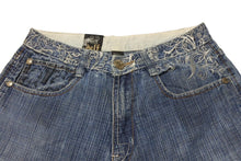 Load image into Gallery viewer, DELF デルフ Y2K エンブロイダリー バギーデニムショーツ ブルー コットン サイズ34 美品 中古 4b001343
