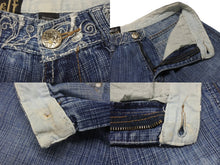 Load image into Gallery viewer, DELF デルフ Y2K エンブロイダリー バギーデニムショーツ ブルー コットン サイズ34 美品 中古 4b001343