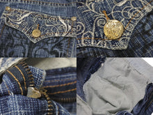 Load image into Gallery viewer, DELF デルフ Y2K エンブロイダリー バギーデニムショーツ ブルー コットン サイズ34 美品 中古 4b001343