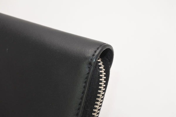 FENDI フェンディ FFロゴ ラウンドジップ 長財布 レザーウォレット レザー ブラック ブラウン シルバー金具 美品 中古 4b013235