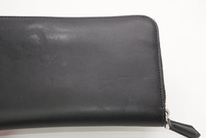 FENDI フェンディ FFロゴ ラウンドジップ 長財布 レザーウォレット レザー ブラック ブラウン シルバー金具 美品 中古 4b013235