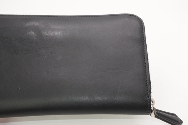 FENDI フェンディ FFロゴ ラウンドジップ 長財布 レザーウォレット レザー ブラック ブラウン シルバー金具 美品 中古 4b013235