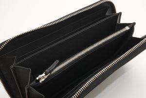 FENDI フェンディ FFロゴ ラウンドジップ 長財布 レザーウォレット レザー ブラック ブラウン シルバー金具 美品 中古 4b013235