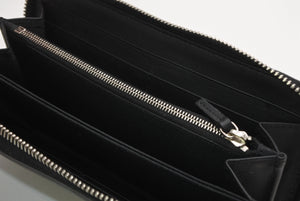 FENDI フェンディ FFロゴ ラウンドジップ 長財布 レザーウォレット レザー ブラック ブラウン シルバー金具 美品 中古 4b013235