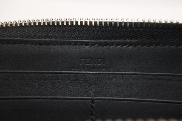 FENDI フェンディ FFロゴ ラウンドジップ 長財布 レザーウォレット レザー ブラック ブラウン シルバー金具 美品 中古 4b013235