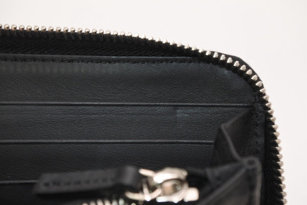 FENDI フェンディ FFロゴ ラウンドジップ 長財布 レザーウォレット レザー ブラック ブラウン シルバー金具 美品 中古 4b013235